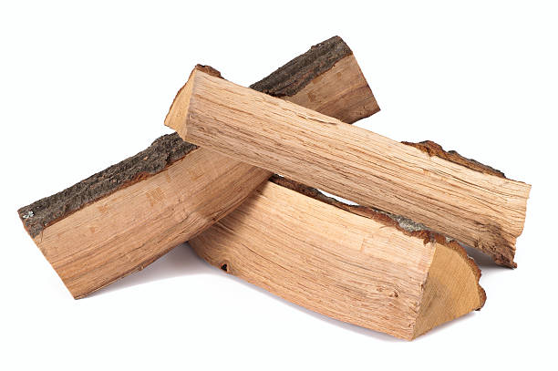 Stack of firewood on white background